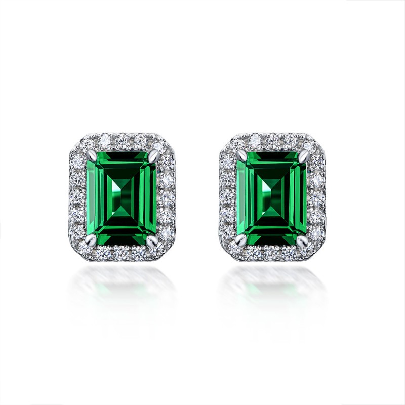 925 silver emerald earrings