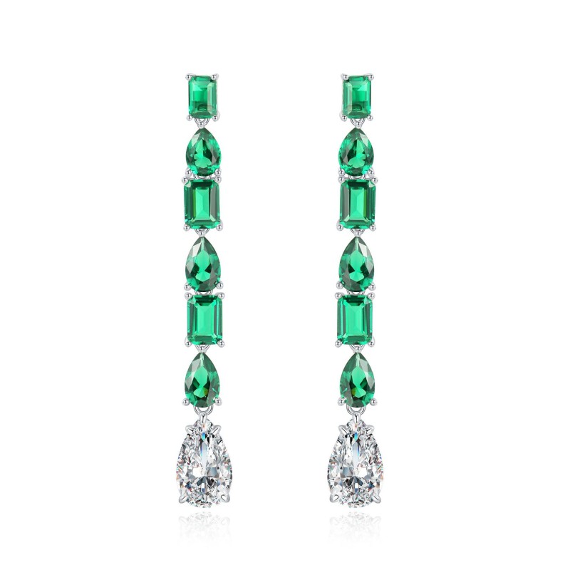 925 silver green zircon drop earrings