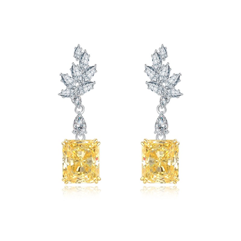 925 silver 7ct light yellow diamond earrings