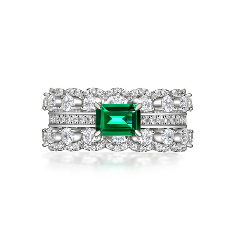 925 silver 1ct green diamond ring