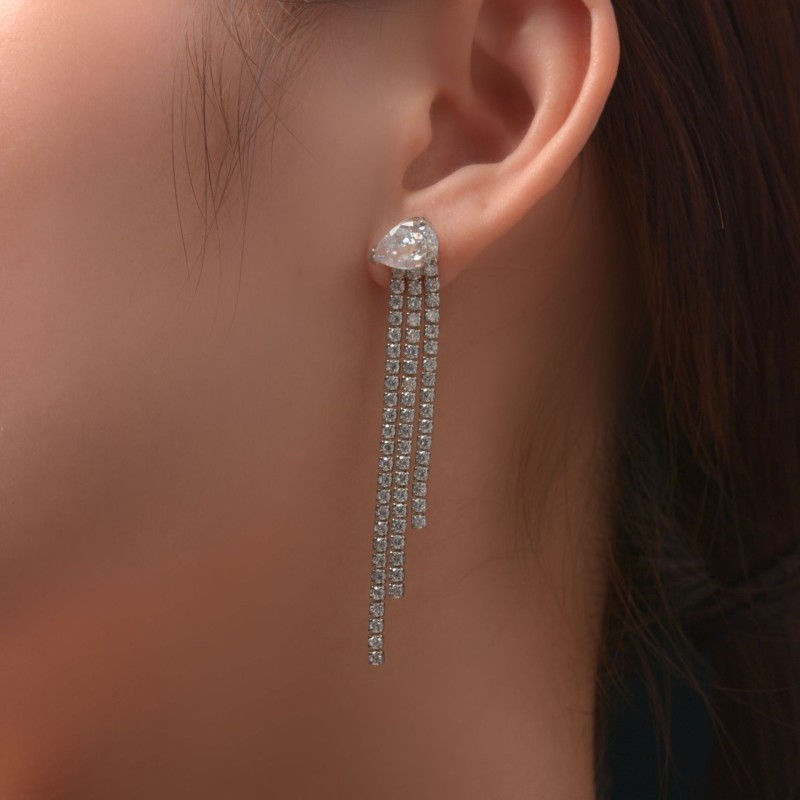 925 silver 1.5ct diamond tassels earrings