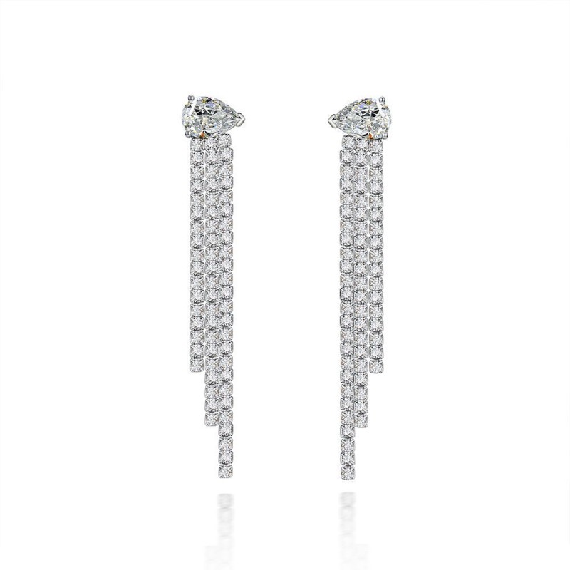 925 silver 1.5ct diamond tassels earrings