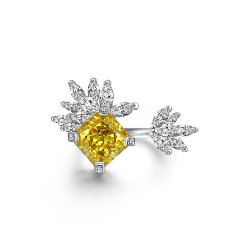 925 silver yellow 5ct diamond ring