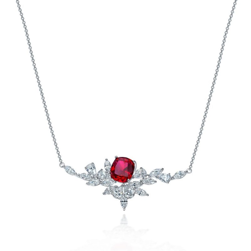 925 silver 6ct pigeon blood red necklace