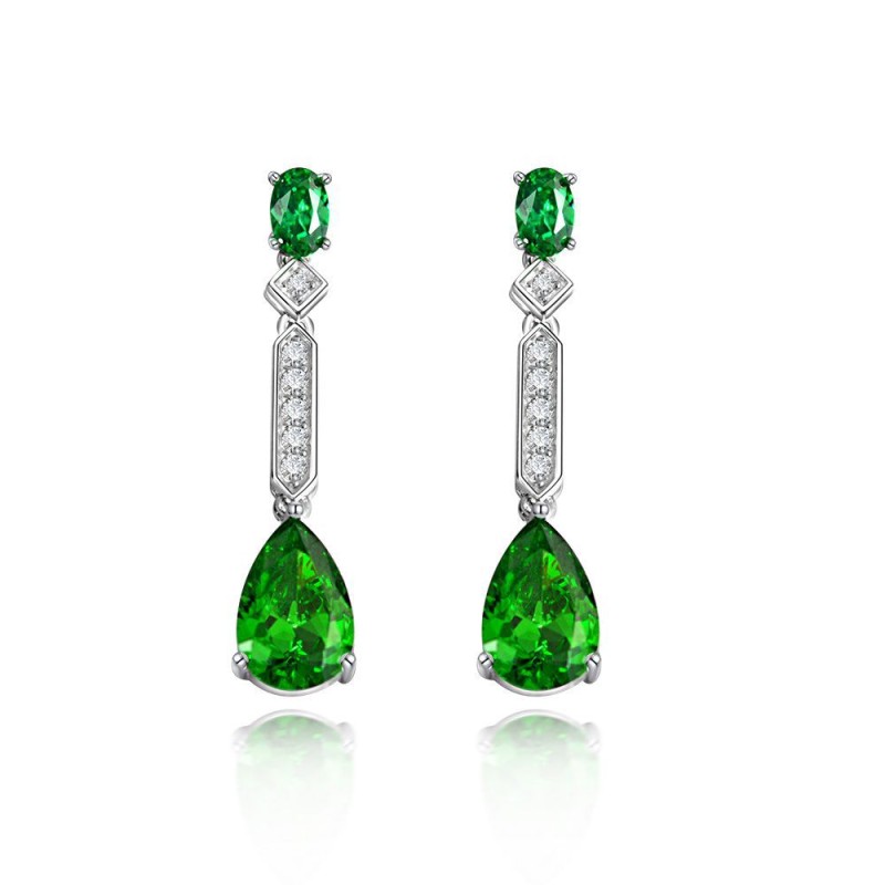 925 silver green 5ct diamond earrings