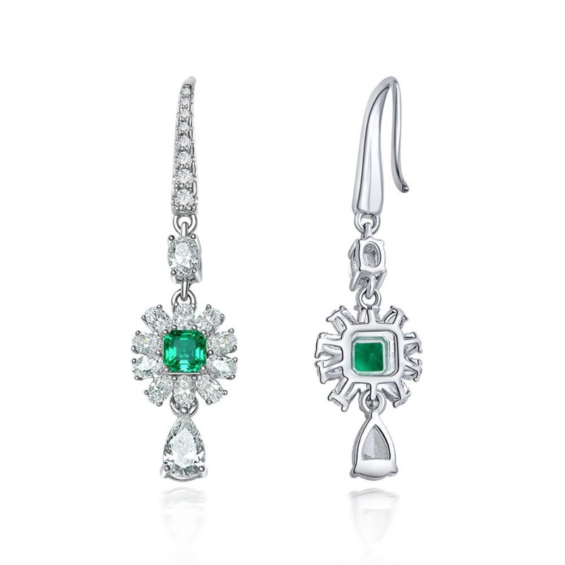 925 silver emerald drop earrings