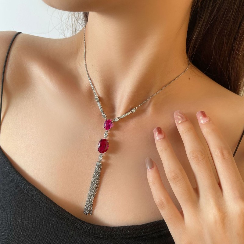 925 silver 6.5ct ruby necklace