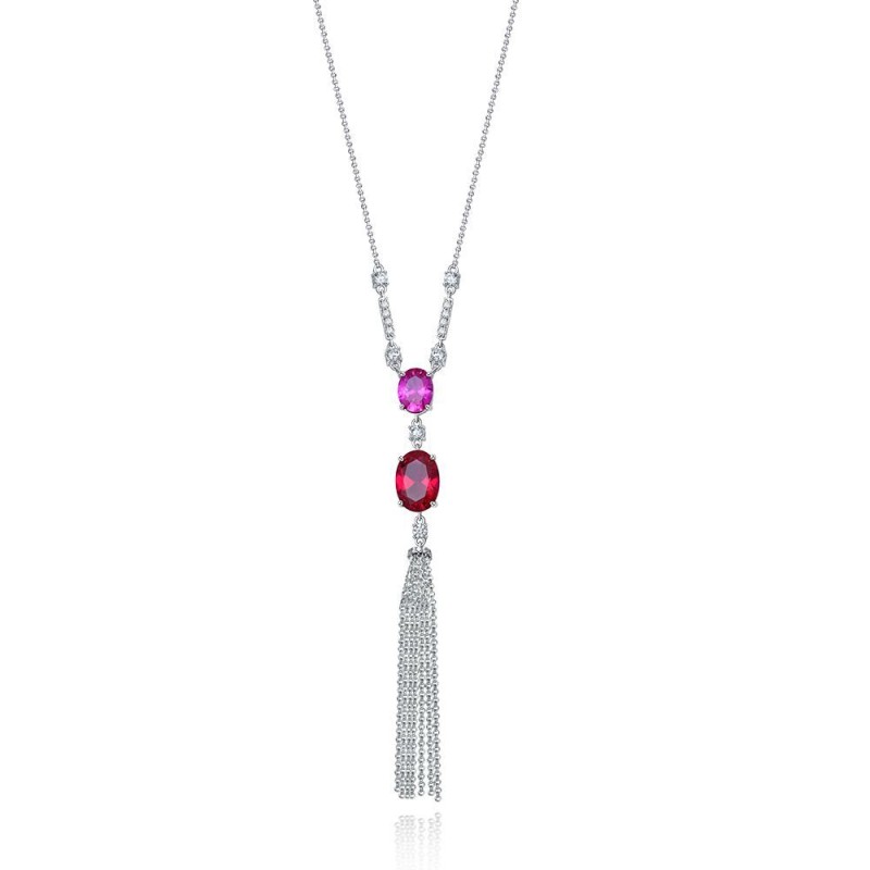 925 silver 6.5ct ruby necklace