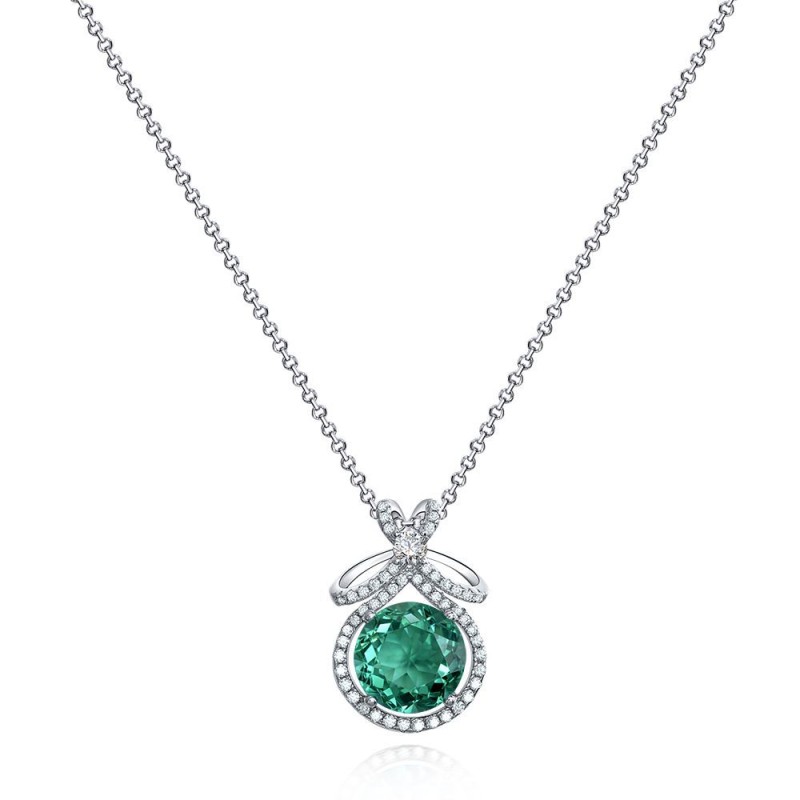 925 silver 4ct green crystal necklace