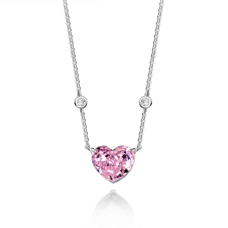 925 silver heart 10ct diamond necklace