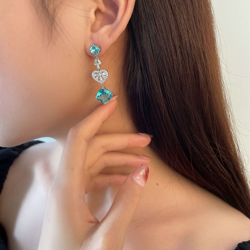 925 silver 5ct paraiba drop earrings