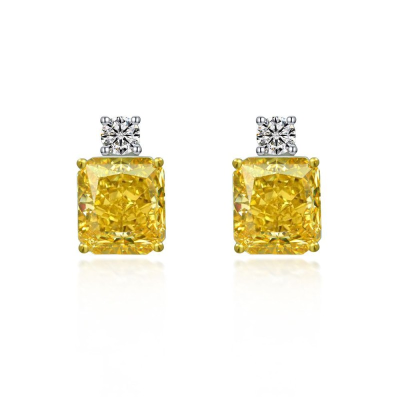 925 silver 4.5ct yellow diamond earrings stud