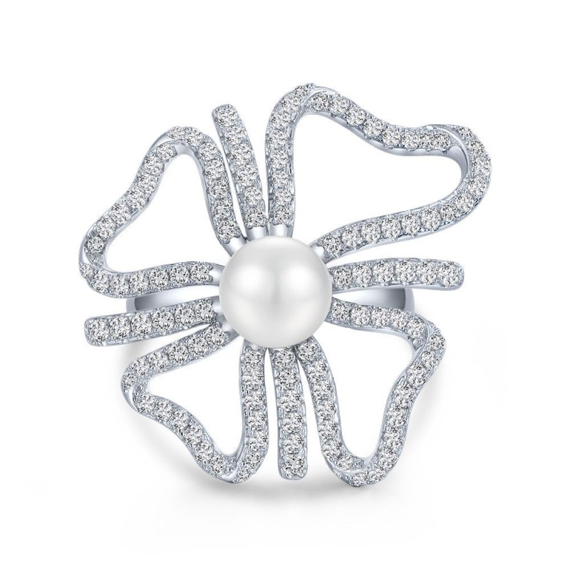 925 silver bow pearl ring