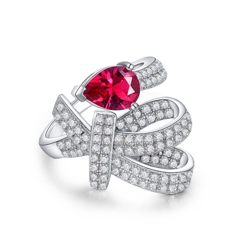 925 silver 1ct ruby diamond ring