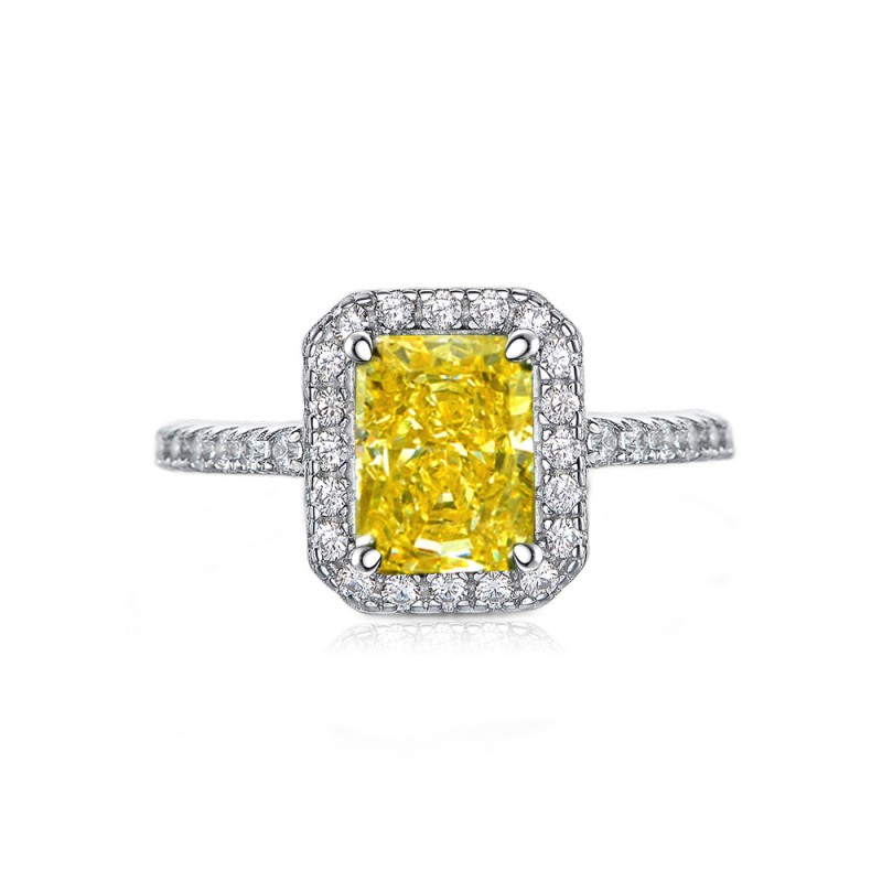 925 silver light yellow 1.5ct diamond ring