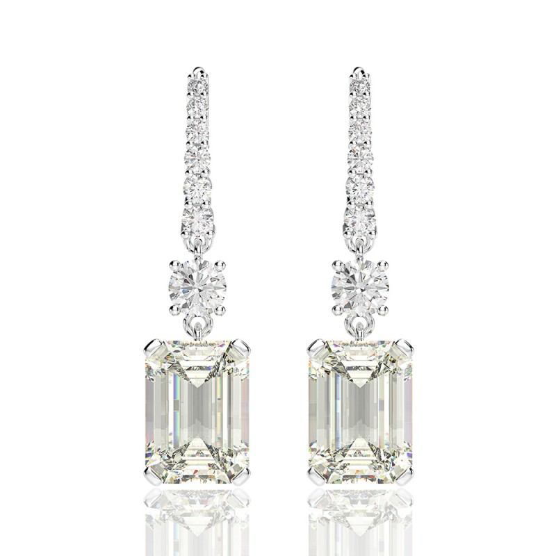 925 silver square 4ct diamond earrings