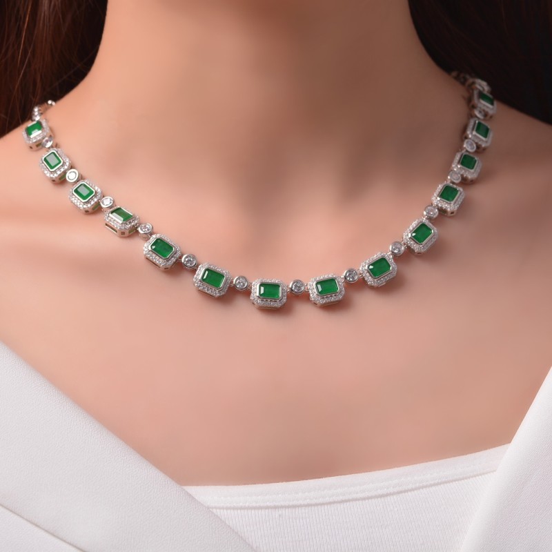 925 silver 1ct emerald necklace