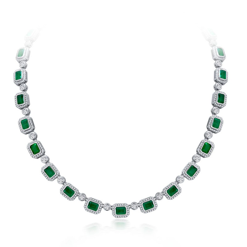 925 silver 1ct emerald necklace