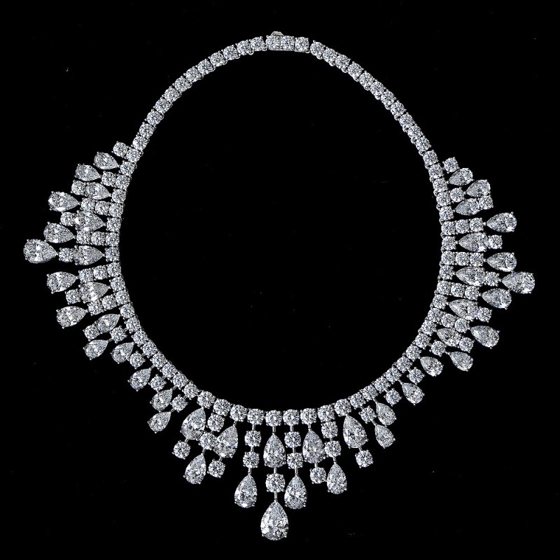 925 silver 5ct water-drop diamond necklace