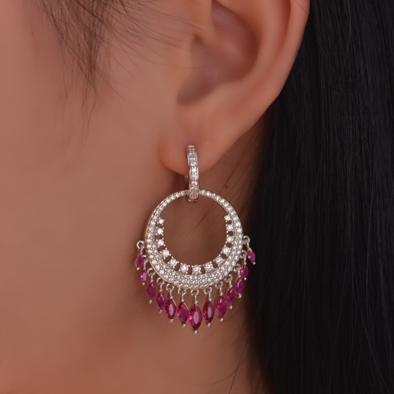 925 silver diamond tassels earrings