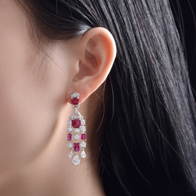 925 silver 1.5ct sapphire and ruby earrings