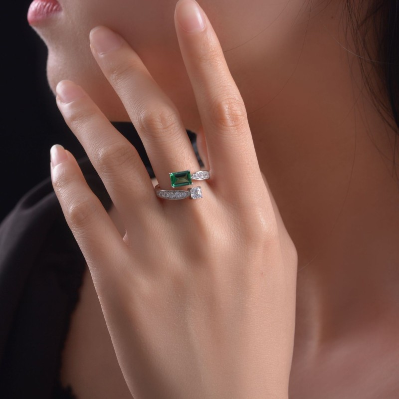 925 silver 1ct emerald ring