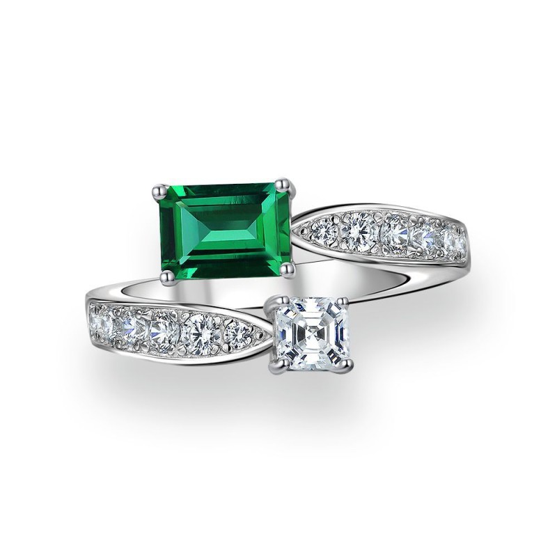 925 silver 1ct emerald ring