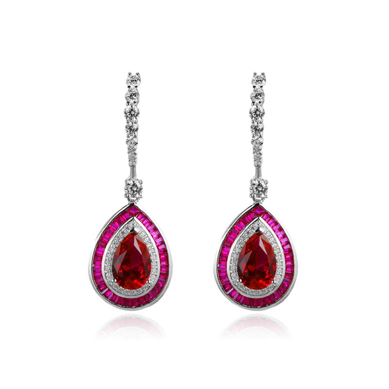 925 silver 3ct diamond drop earrings