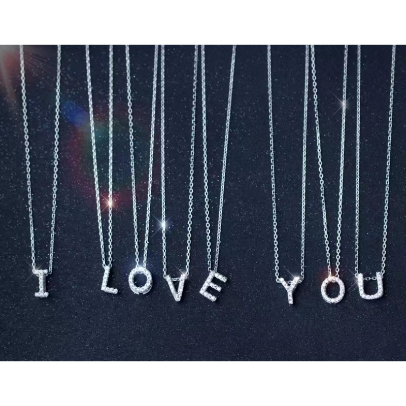 925 silver English letters necklace