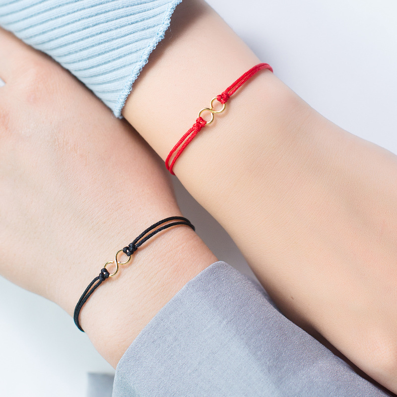 925 silver red and black rope bracelet