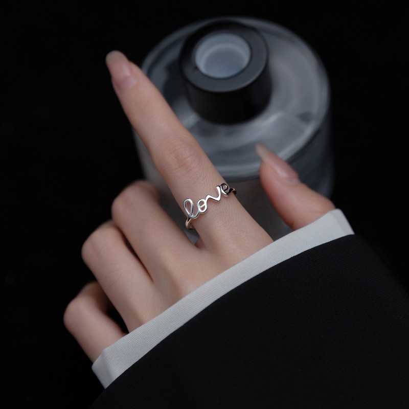 925 silver letters LOVE ring