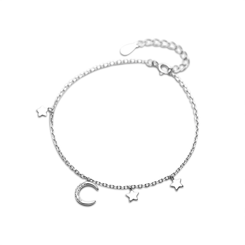 925 silver moon star bracelet