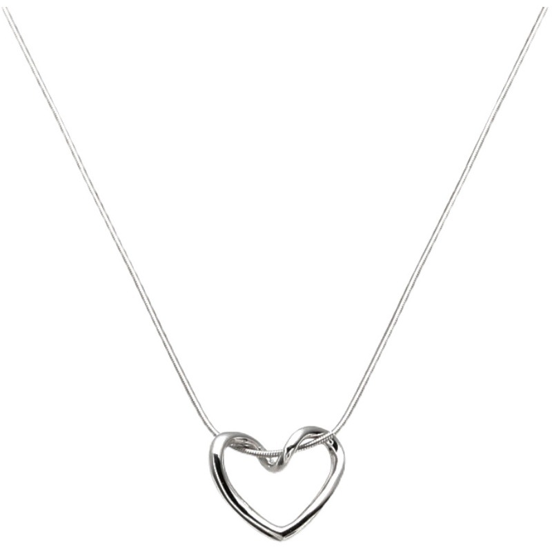 925 silver heart hollow necklace