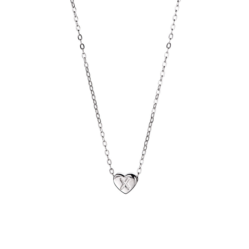 925 silver heart English letters necklace