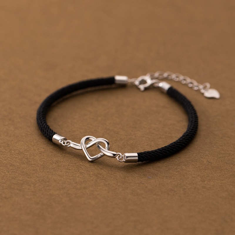 925 silver heart rope bracelet