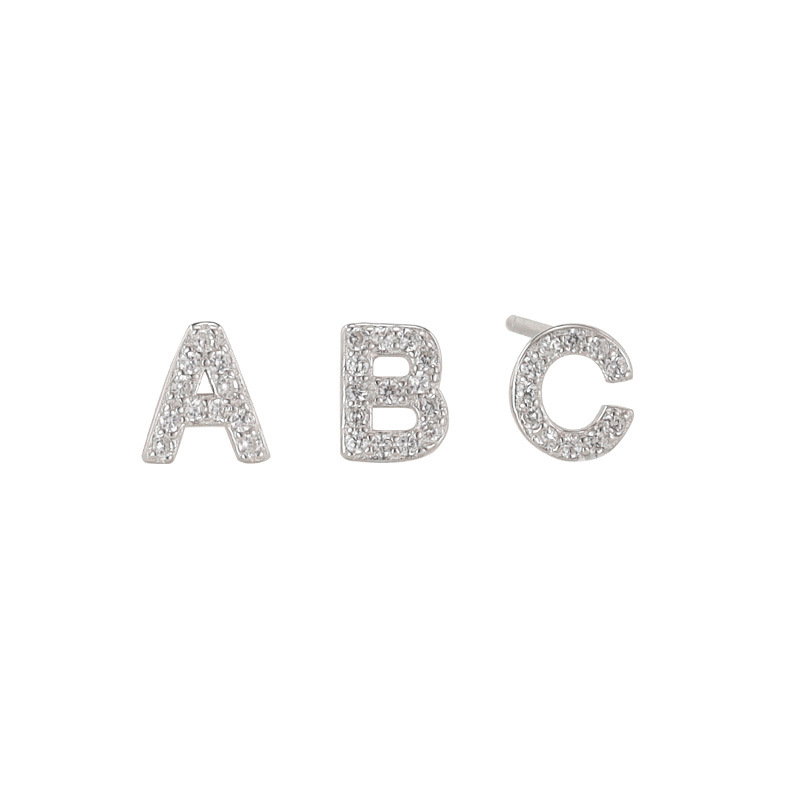 925 silver letters ABC earrings stud