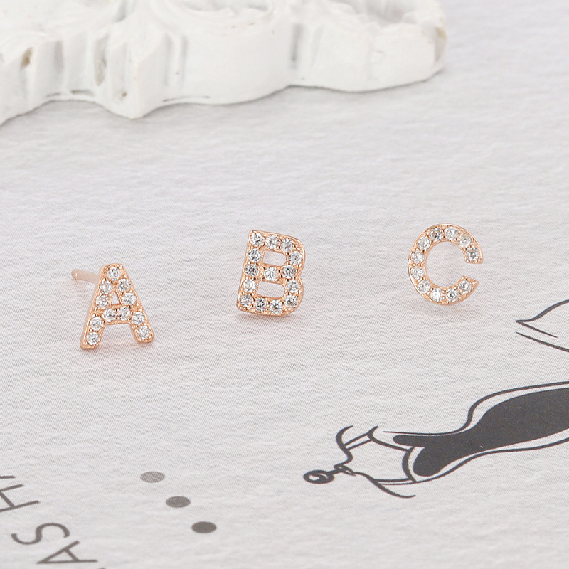 925 silver letters ABC earrings stud