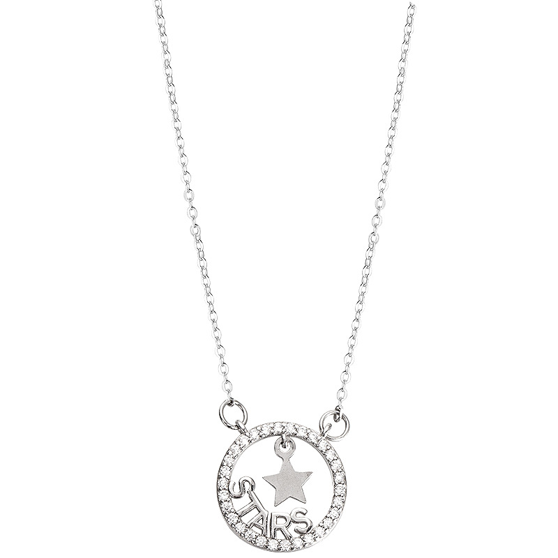 925 silver star circle necklace