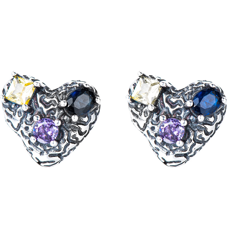 925 silver heart earrings stud