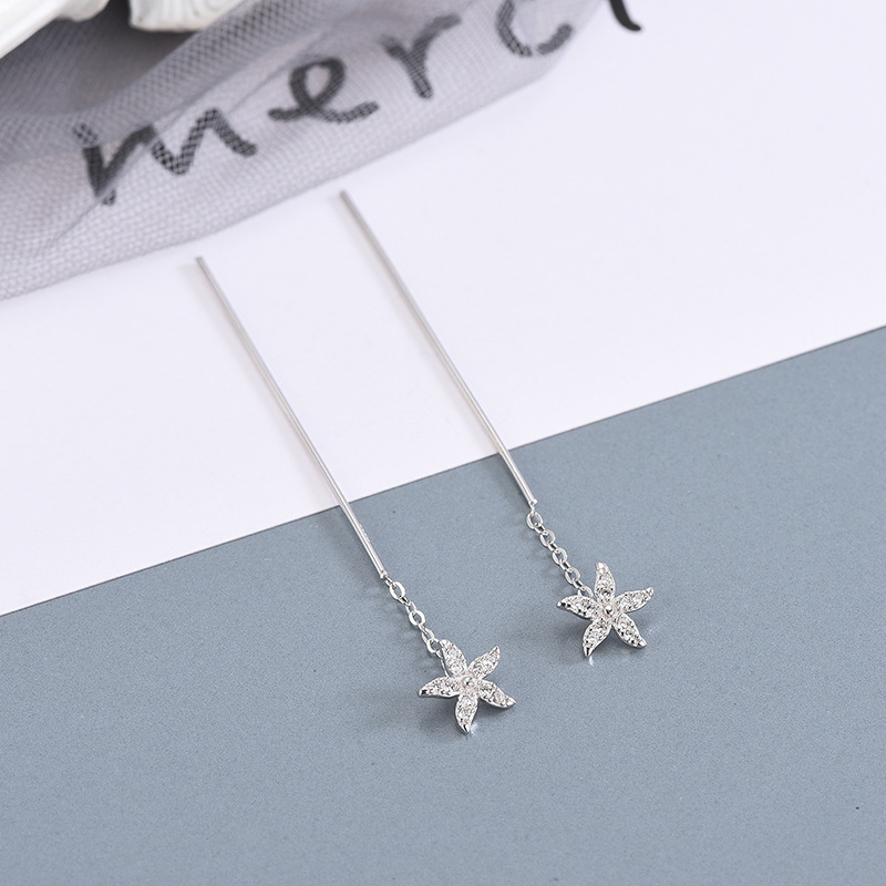 925 silver star zircon tassels earrings