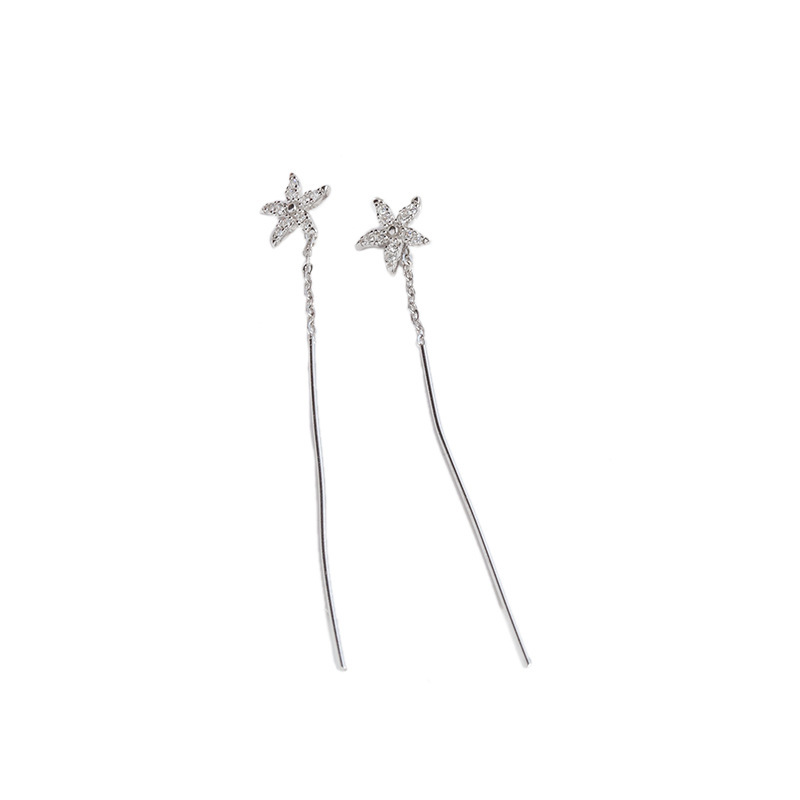 925 silver star zircon tassels earrings