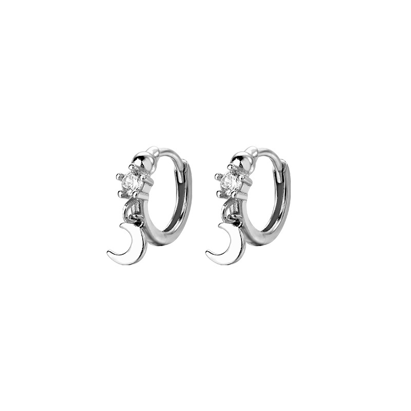 925 silver star heart moon earrings