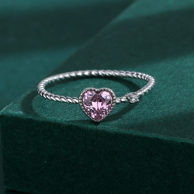 925 silver heart zircon ring