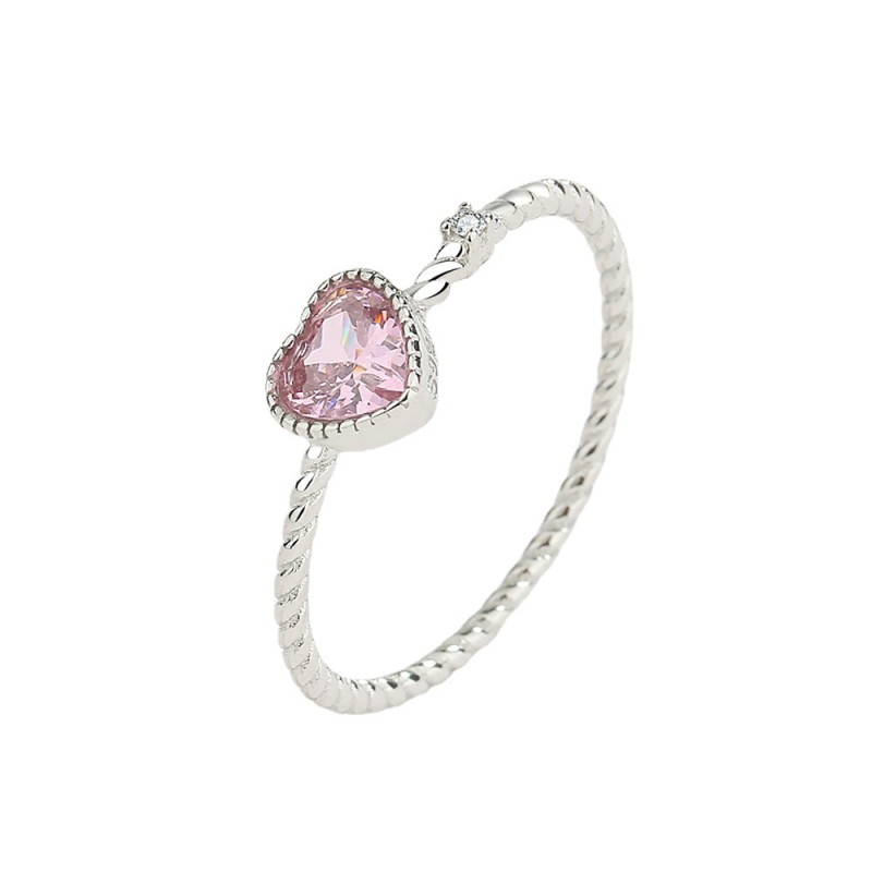 925 silver heart zircon ring