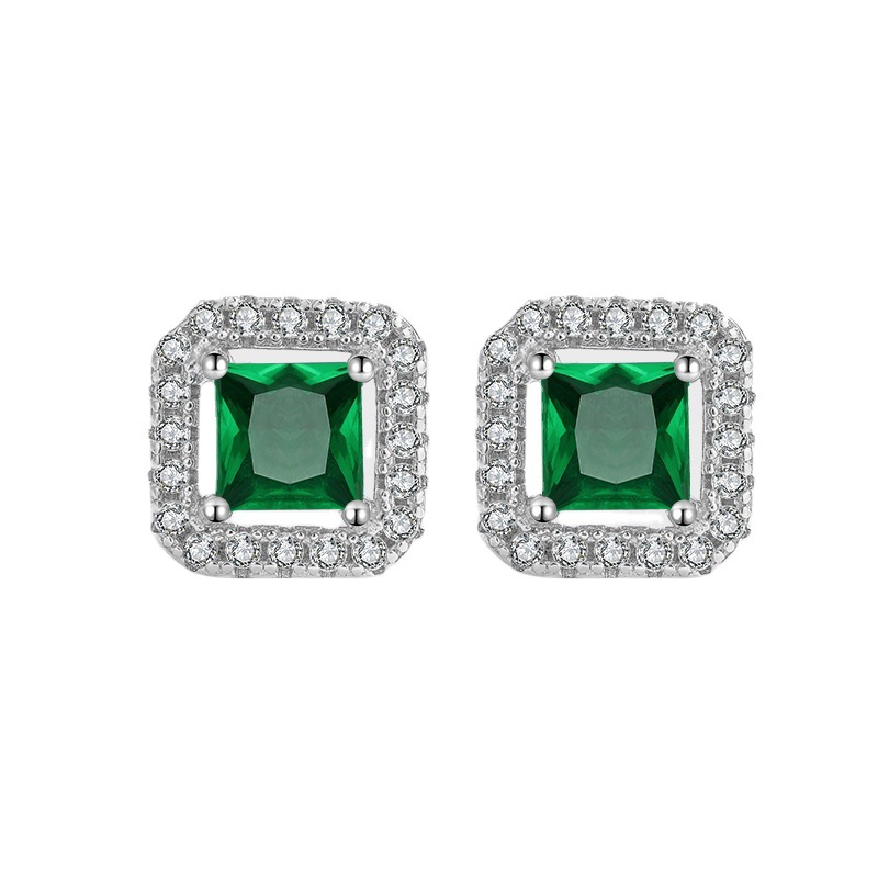 925 silver emerald earrings stud