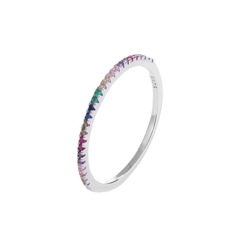 925 silver colorful gemstone ring