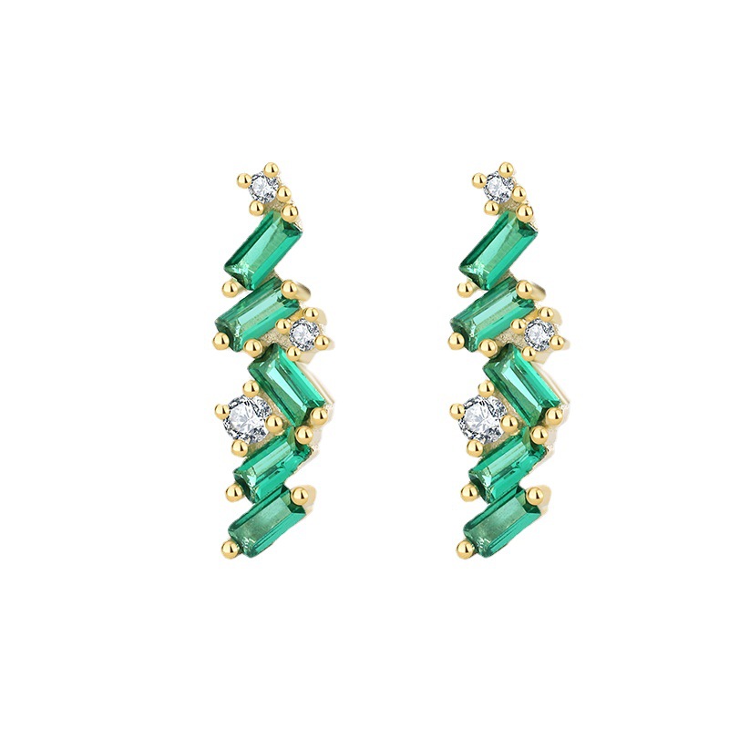 925 silver green zircon earrings stud