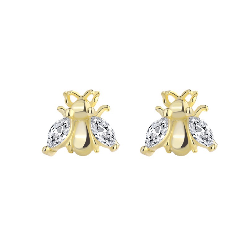 925 silver bee zircon earrings stud