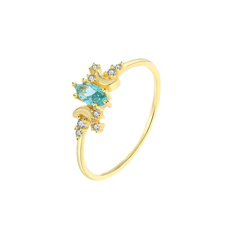 925 silver 14k gold plating zircon gemstone ring