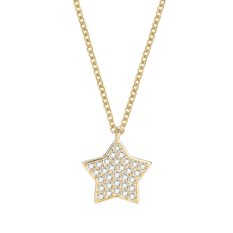 925 silver 18k gold plating star zircon necklace